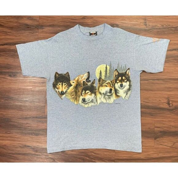Vintage Wolf T-Shirt Large Blue Moab Utah Single Stitch - Picture 4 of 9